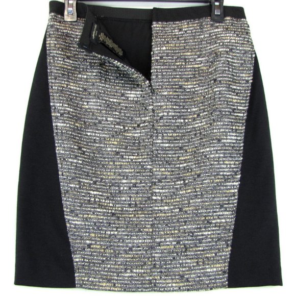 SALE! Tweed Black Gray Midi Knee Skirt - Picture 2 of 3